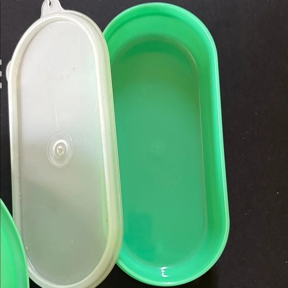 Tupperware Green Plastic Colander and Containers Set